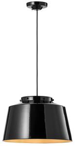 Lampadario Vintage 50'S Ferro E Ceramica Smaltato Nero 1 Luce E27 40Cm