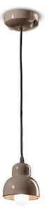 Lampadario Vintage Decò Berimbau Ceramica Marrone Moka 1 Luce E14