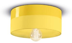 Plafoniera Media Vintage Decò Pi Ceramica Giallo Limone 1 Luce E27