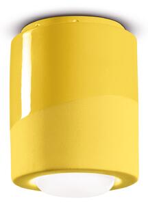 Plafoniera Piccola Vintage Decò Pi Ceramica Giallo Limone 1 Luce E27