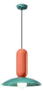 Lampadario Vintage Decò Pau Ceramica Turchese E Arancio Pokè 1 Luce E27