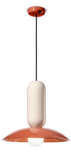 Lampadario Vintage Decò Pau Ceramica Arancio Pokè E Crema 1 Luce E27
