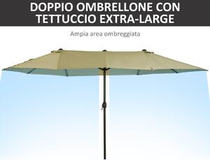 Outsunny Ombrellone da Giardino Doppio con Apertura a Manovella, Acciaio e Poliestere, 460x270x240cm