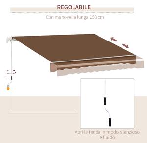 Outsunny Tenda da Sole per Esterno Avvolgibile a Manovella in Metallo e Alluminio, 395x245cm, Rosso Ruggine