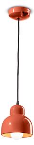 Lampadario Vintage Decò Berimbau Ceramica Arancio Pokè 1 Luce E27