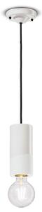 Sospensione Media Vintage Decò Pi Ceramica Bianco Grezzo 1 Luce E27
