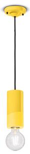 Sospensione Media Vintage Decò Pi Ceramica Giallo Limone 1 Luce E27