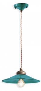 Lampadario Vintage Colors Ferro E Ceramica Verde Petrolio 1 Luce E27 30Cm