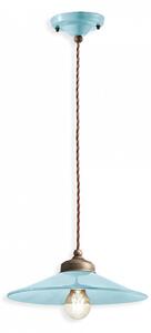 Lampadario Vintage Colors Ferro E Ceramica Azzurro 1 Luce E27 30Cm