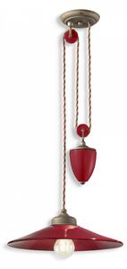 Lampadario Vintage Colors Saliscendi Ferro E Ceramica Bordeaux 1 Luce E27