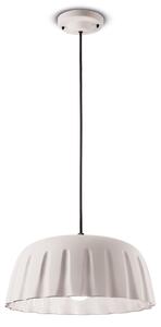 Sospensione Grande Vintage Decò Madame Gres Ceramica Bianco Naturale 1 Luce E27