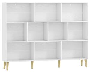 HOMCOM Libreria a 10 cubi con 3 ripiani e gambe in legno massello, bianco effetto legno | Aosom Italy