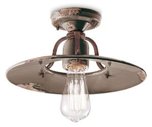 Plafoniera Vintage Country Ferro E Ceramica Tortora D30 1 Luce E27