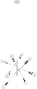 Lampadario Industrial Gradoli 8 Luci Acciaio Bianco E Cromo