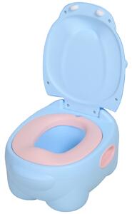Homcom Vasino Per Bambini dai 6-48 Mesi Antiscivolo Ippopotamo Toilette per Bimbi Blu 40 x 30 x 23cm|Aosom