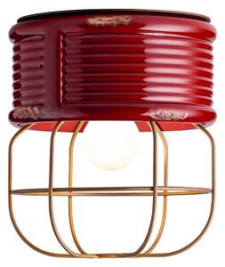 Plafoniera Industrial Ferro E Ceramica Vintage Bordeaux 1 Luce E27