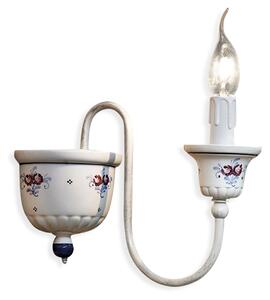 Applique Classica Sanremo Metallo E Ceramica Bianco Sfumato Argento 1 Luce E14