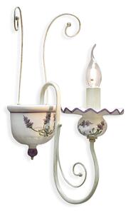 Applique Classica Sanremo Metallo E Ceramica Bianco Sfumato Oro 1 Luce E14