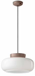Sospensione Vintage Decò Maracana Vetro-Ceramica Bianco-Marrone 1 Luce E27