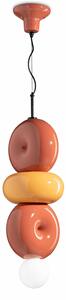 Sospensione Vintage Decò Bumbum 3 Elementi Ceramica Gialla E Arancio 1 Luce E27