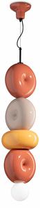 Sospensione Vintage Decò Bumbum 4 Elementi Ceramica Gialla Arancio Grigio E27