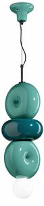 Sospensione Vintage Decò Bumbum 3 Elementi Ceramica Turchese E Verde 1 Luce E27