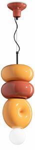 Sospensione Vintage Decò Bumbum 2+1 Elementi Ceramica Gialla Arancio 1 Luce E27