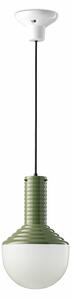 Sospensione Vintage Grande Decò Selaron Ceramica Verde Salvia 1 Luce E27