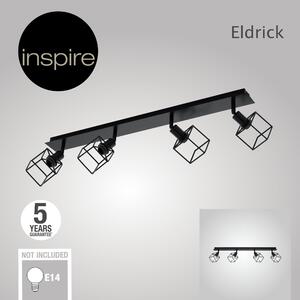 Barra di faretti 4 luci Eldrick nero in metallo E14 28W INSPIRE