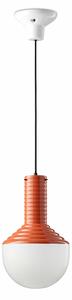 Sospensione Vintage Grande Decò Selaron Ceramica Arancio Poke 1 Luce E27