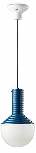 Sospensione Vintage Grande Decò Selaron Ceramica Blu 1 Luce E27