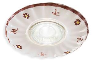 Faretto Incasso Classico Pescara Ceramica Bianco Decorato Filo Blu 1 Luce Gu10