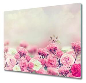 Tagliere in vetro Fiori di rosa selvatica 60x52 cm