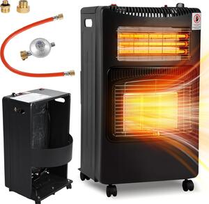 Stufa a gas radiante Bettizia Stufa a gas 4,2KW incl. tubo flessibile e convertitore tedesco-europeo, bruciatore ceramico a infrarossi, bombole di gas butano o propano fino a 15kg