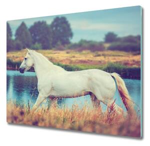 Tagliere in vetro temperato Lago di cavalli bianchi 60x52 cm