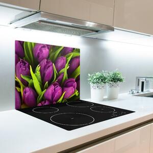 Tagliere in vetro Tulipani viola 60x52 cm