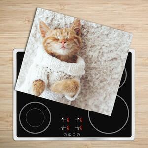 Tagliere in vetro Un gattino in un maglione 60x52 cm