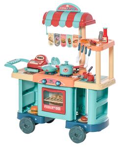 HOMCOM Cucina Giocattolo Per Bambini 3-6 Anni, cucina bambini Caffetteria giocattolo con 50 Accessori Inclusi, 79.5 x 33 x 90.5cm|Aosom