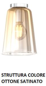 Plafoniera ottone sat. 1 luce ambra 1164os-pl1-am