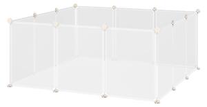 PawHut Recinto per Conigli, Cuccioli e Piccoli Animali Modulabile in Metallo e PP, 12 Pannelli da 35x45cm Bianco|Aosom