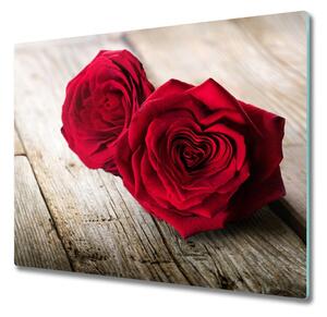 Tagliere in vetro Rose sul legno 60x52 cm