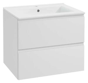 Kielle Oudee - Mobiletto completo di lavabo, 60x55x46 cm, 2 cassetti, bianco lucido 50002S60