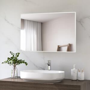 Kleankin Specchio Bagno Rettangolare Design Moderno, Montaggio a Parete, 104x60 cm, Elegante Bianco e Argento