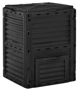 Outsunny Compostiera da Giardino, Compostiera Domestica da 300L in Plastica Nera, Bidone per Compost con Coperchio a Incastro|Aosom