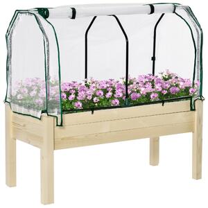 Outsunny Letto per Orto in Cassetta con Serra da Giardino, Portapiante da Esterno in Legno e PE per Fiori e Verdure Serre Agricole Prezzi|Aosom