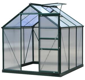 Outsunny Serra per Orto con Finestra e Porta Scorrevole, in Alluminio e Policarbonato Anti-Raggi UV, 190x192x201cm, Verde Scuro | Aosom Italy