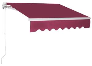 Costway Tenda da sole manuale retrattile 3x2,5m impermeabile, Tenda parasole per balcone resistente ai raggi UV Rosso Bordeaux