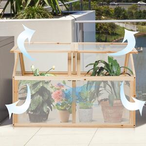 Costway Mini serra di legno ideale per giardino balcone e veranda, Protettore rialzato per vasi da esterno, 100 x 53 x 71 cm