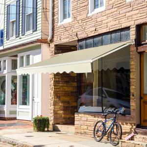 Costway Tenda da sole retrattile 2,5 x 2m, Tenda in alluminio con manovella e poliestere impermeabile, Beige