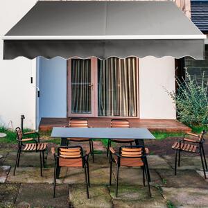 Costway Tenda parasole in alluminio con manovella e poliestere impermeabile, Tenda da sole retrattile 295x250cm Grigio